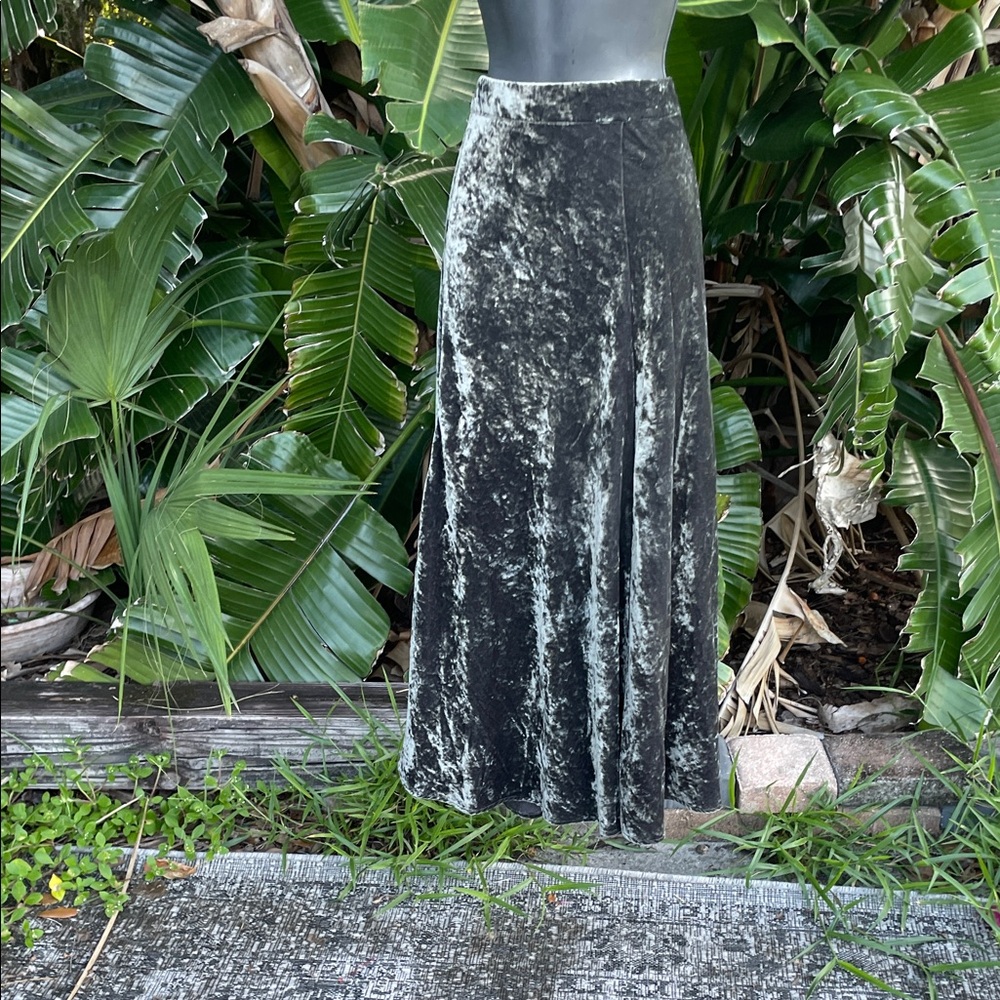 Zara crushed velvet gray green maxi shirt